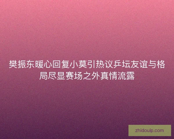 樊振东暖心回复小莫引热议乒坛友谊与格局尽显赛场之外真情流露
