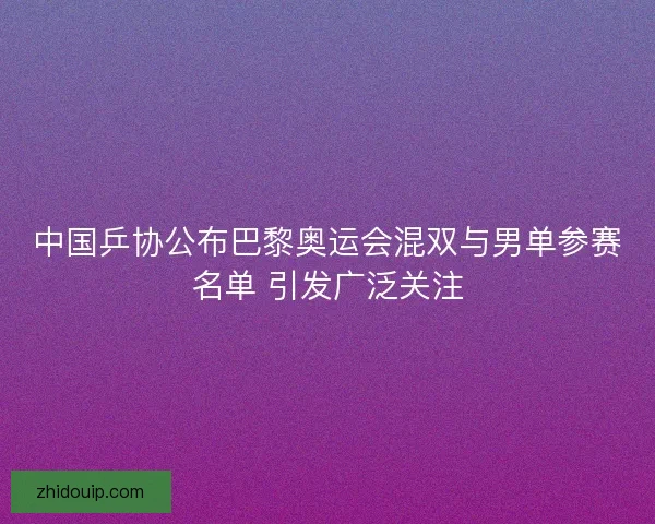 中国乒协公布巴黎奥运会混双与男单参赛名单 引发广泛关注 中国乒协公布巴黎奥运会混双与男单参赛名单 引发广泛关注